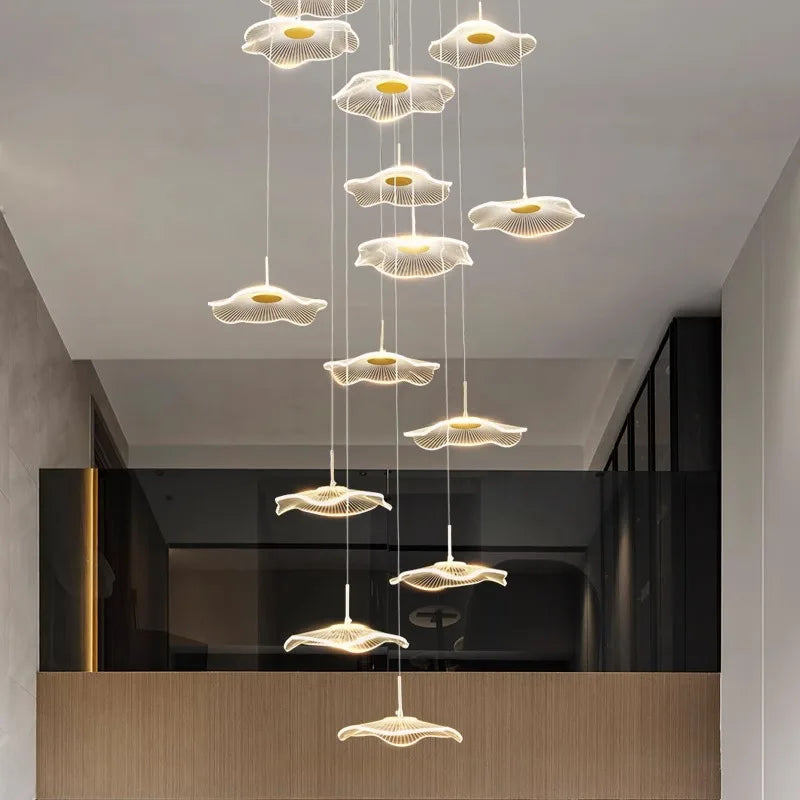 Afralia™ Crystal Chandelier Stair Pendant Lamp Living Room Pendant Lights Interior Lighting