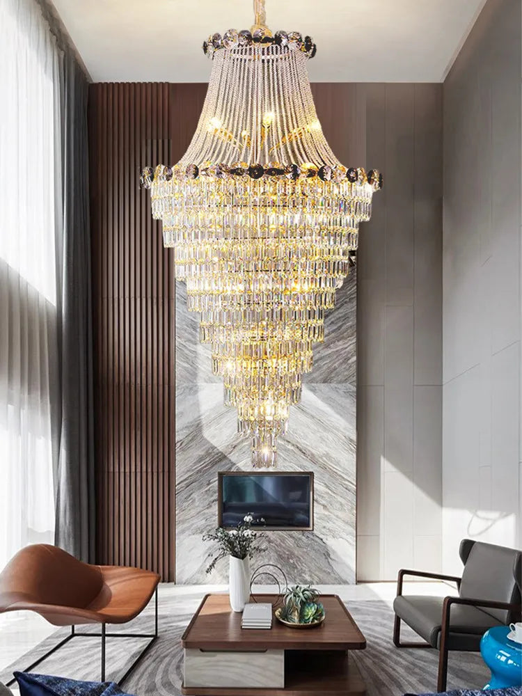 Afralia™ Modern Crystal Chandeliers for Large Luxury Living Room & Staircase Lighting