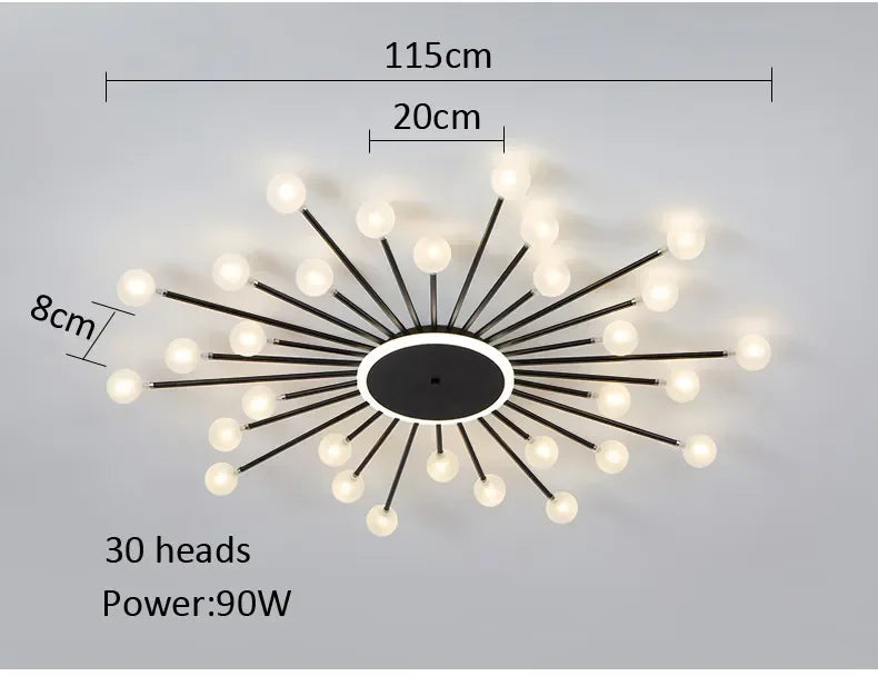 Afralia™ Glass Ceiling Chandelier LED Light Fixture for Living Room Bedroom Kitchen