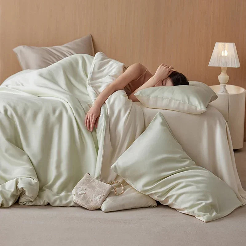 Afralia™ 60S Rayon Silk Bedding Set | Solid Color | Summer Cooling | Twin-King