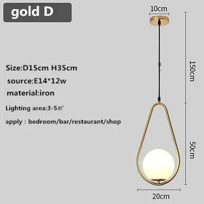 Afralia™ Glass Ball Chandelier Nordic LED Pendant for Restaurant Decor Bedroom Kitchen Dining