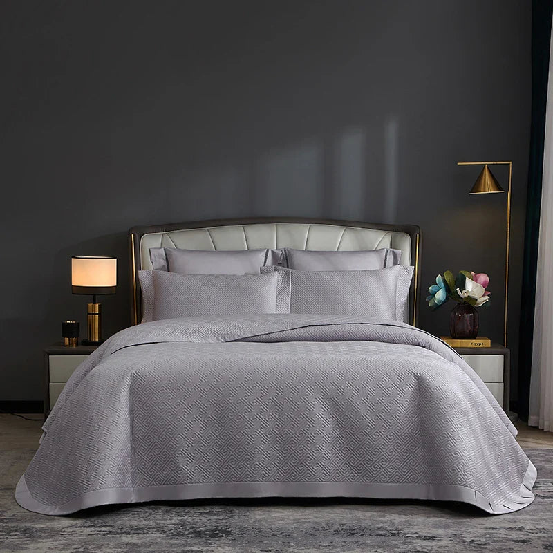 Afralia™ Luxury Egyptian Cotton Quilted Bedspread Set with 2 Pillowcases