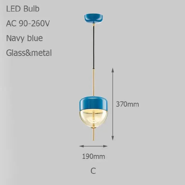Afralia™ Nordic Blue Glass Chandelier LED Art Deco White Pendant for Dining Room & Kitchen
