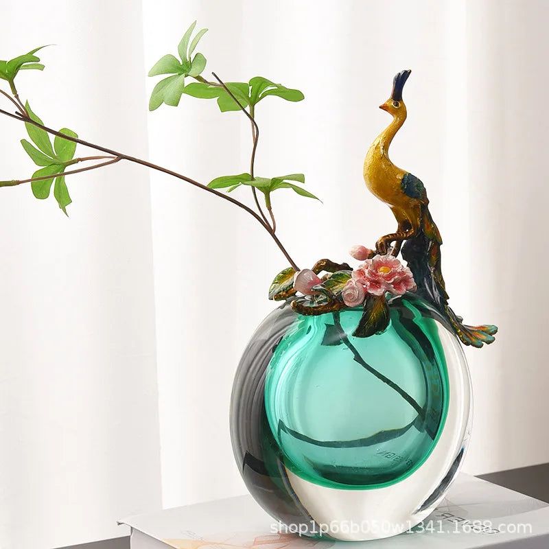 Afralia™ Ocean Heart Glass Vase: Glazed Enamel Art, High-End Decor for Living Room & Bedroom