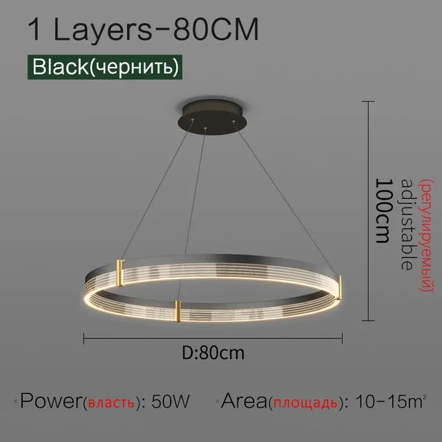 Afralia™ Circle Chandelier Acrylic Shade, High-End Designer Hanging Lighting for Home and Restaurant