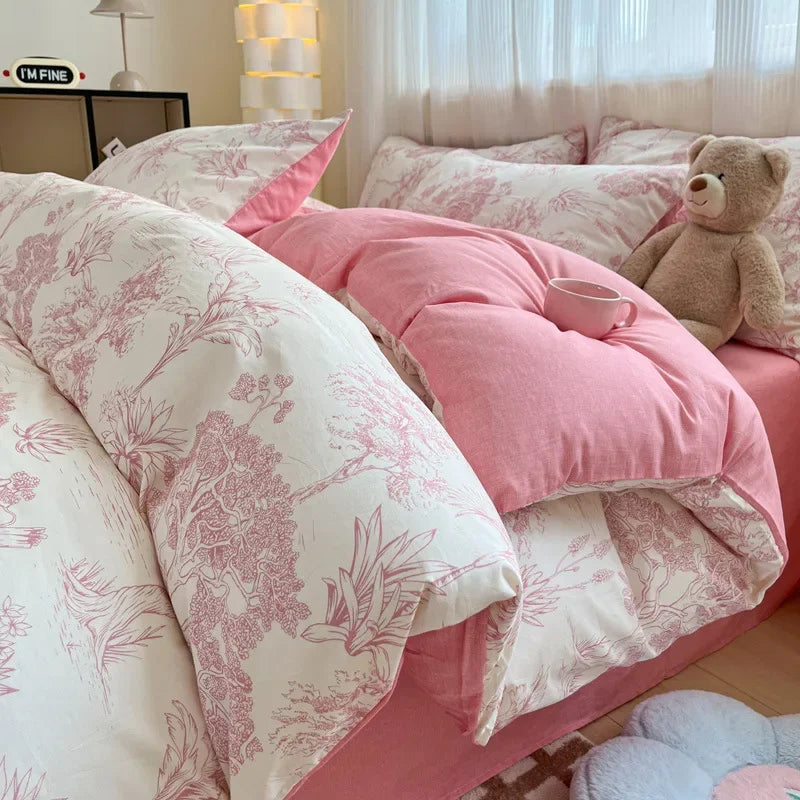 Afralia™ Cartoon Printed Cotton Quilt Cover Set - Soft, Breathable, Colorfast Bedding