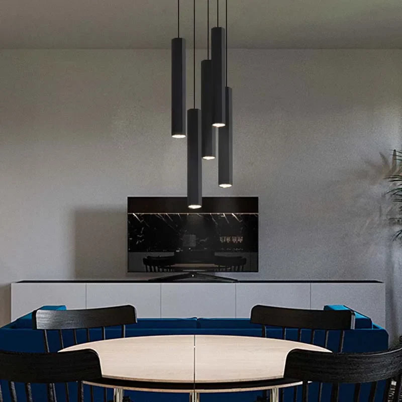 Afralia™ Black LED Crystal Staircase Chandelier: Modern Nordic Design, Creative Island Hanging Lamp