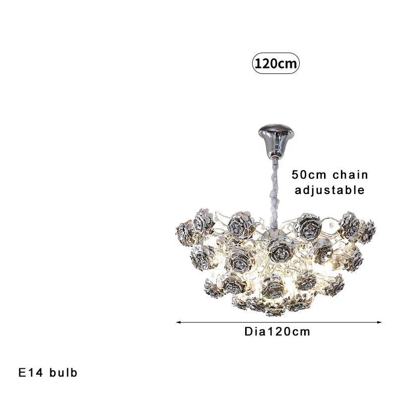 Afralia™ Stainless Steel Rose Chandelier: Luxury French Chrome Hanglamp for Villa & Hotel
