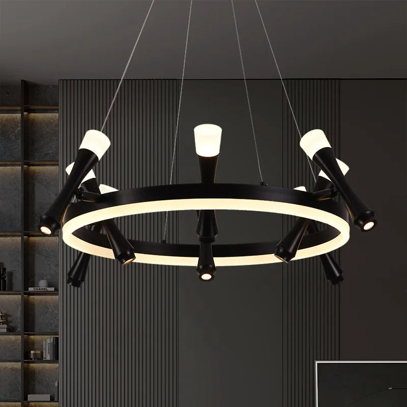 Afralia™ Nordic Minimalist Rotating Ring Chandelier for Living Room Dining Study