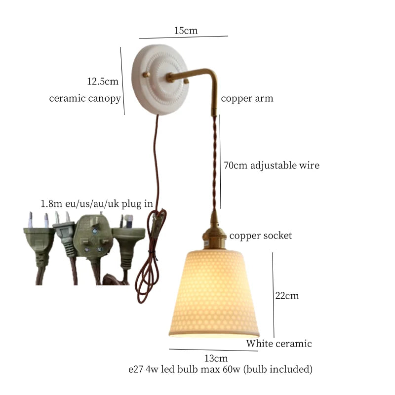 Afralia™ Polka Dot Ceramic LED Wall Lamp Adjustable Wire Interior Wall Sconces