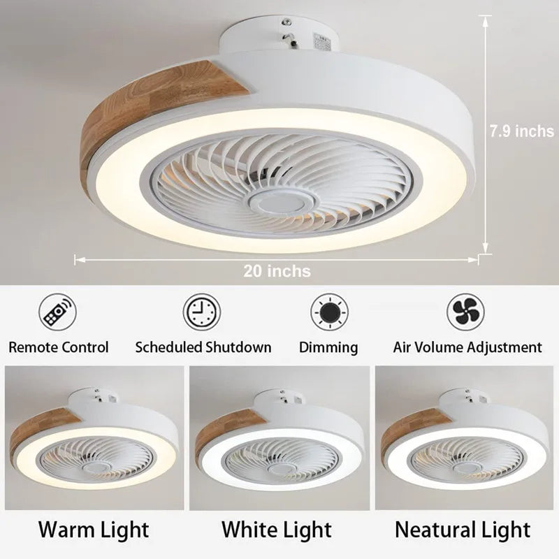 Afralia™ Wooden Ceiling Fan Light Remote Control Dimmable 3 Color for Indoor Bedroom