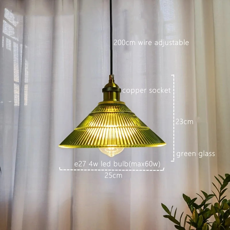 Afralia™ Glass LED Pendant Lights in Retro Style for Home Decor