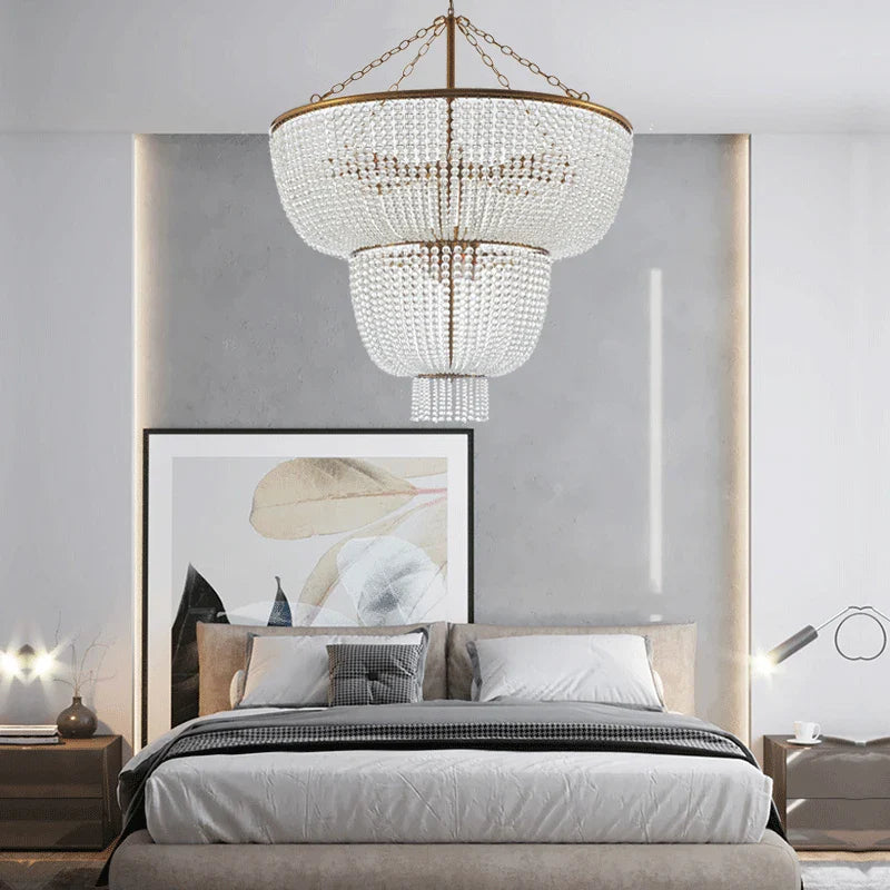 Afralia™ Rustic Beaded Pearl Chandelier - Modern Pendant Light for Living Room