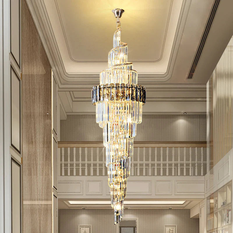 Afralia™ Spiral Staircase Chandelier: Luxury Postmodern Loft Light for Hotel, Villa, KTV