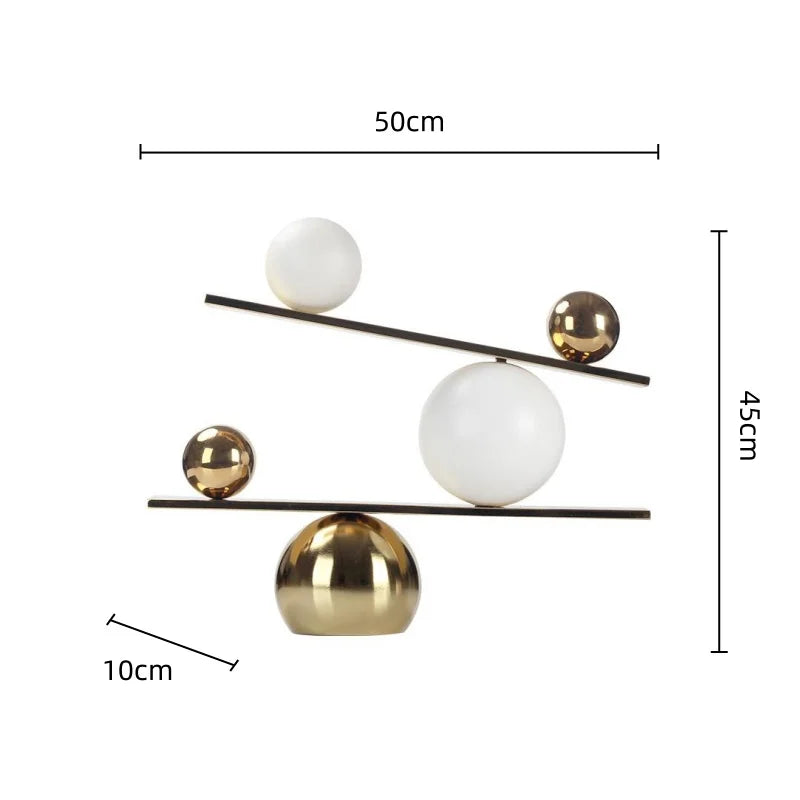 Afralia™ Geometric Golden Ball Metal Seesaw Ramp Figurines for Home Decor