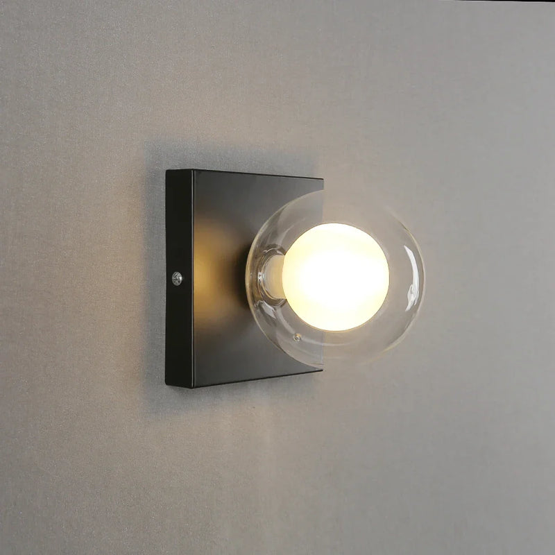 Afralia™ Square Glass Ball LED Wall Lamp for Bedroom and Living Room