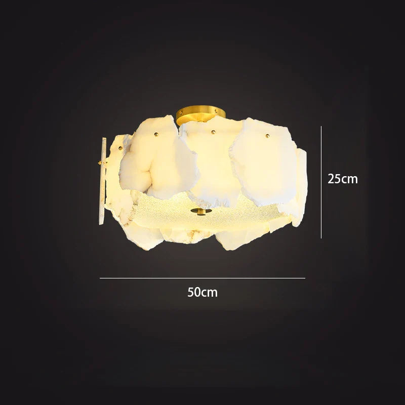 Afralia™ Ivory White Marble Copper LED Ceiling Light Luxury Modern Fixture