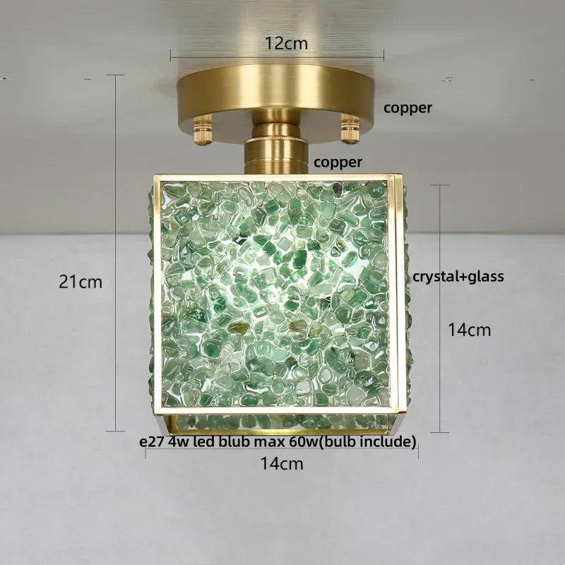 Afralia™ Copper Glass LED Ceiling Light - Luxury Crystal Modern Fixture