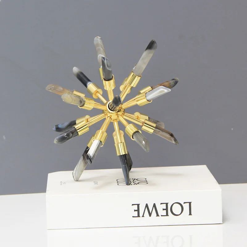 Afralia™ Crystal Metal Sea Urchin Figurine Home Decor Ornament