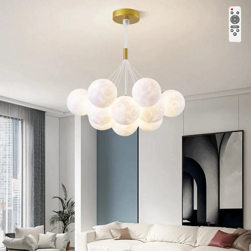 Afralia™ Moon Sconces Bubble Pendant Modern Chandelier Lights with Remote Control