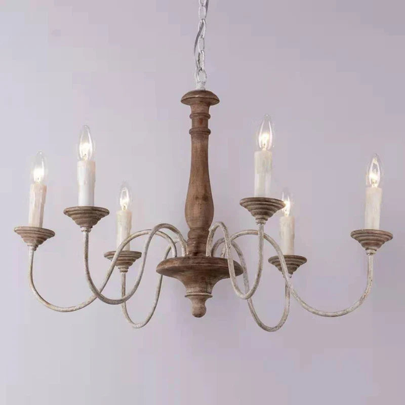 Afralia™ Rustic Wooden Chandelier Light for Living Room, Kitchen, Bedroom - Pendant Lamps