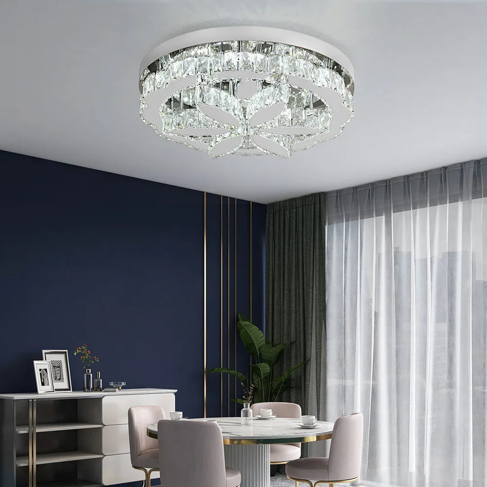 Afralia™ Crystal Ceiling Chandelier: Modern LED Light with RC Dimming for Luxe Home Decor