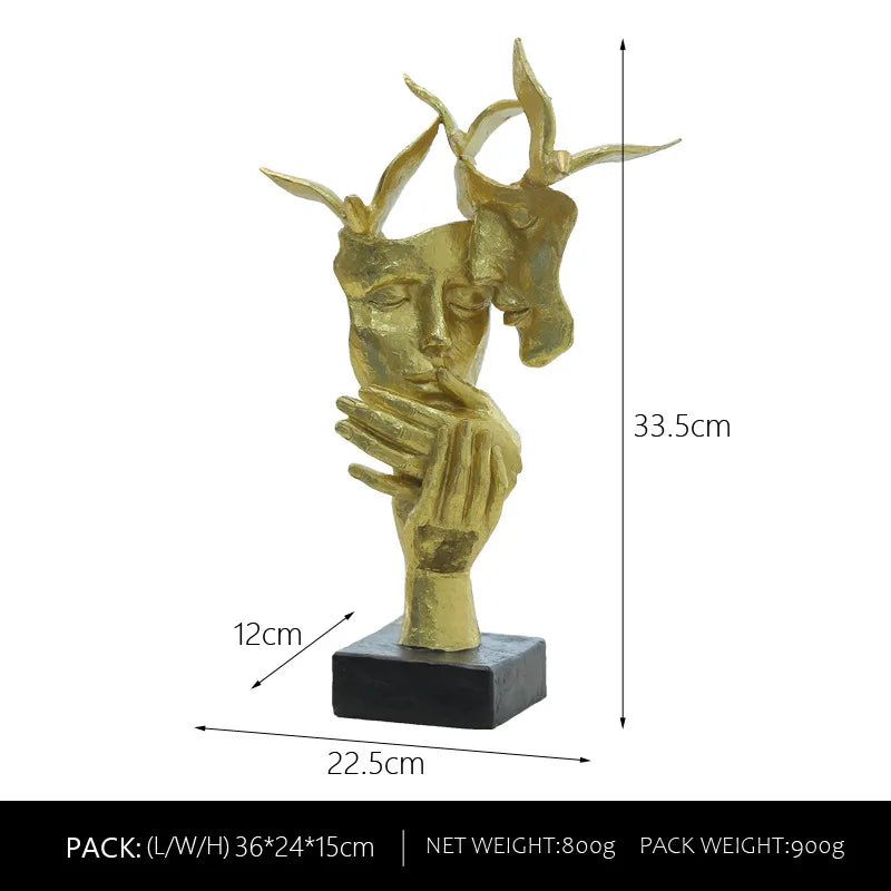 Afralia™ Resin Couple Mask Figurines Retro Lover Home Decoration Objects