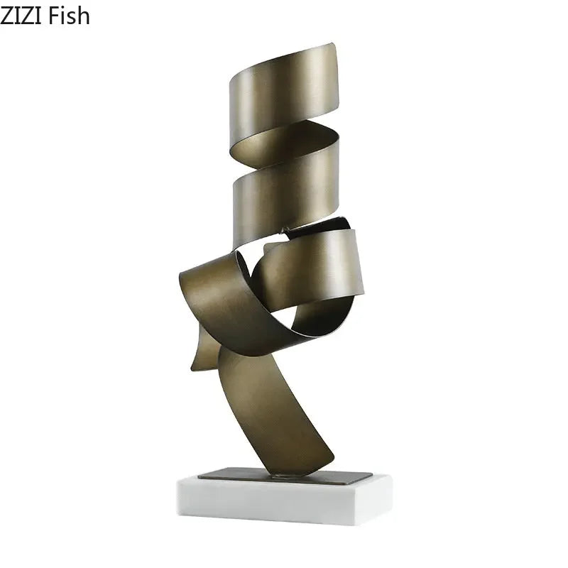Afralia™ Irregular Crimp Metal Ornaments: Creative Twist Sculpture Artwork for Aesthetic Room Decor