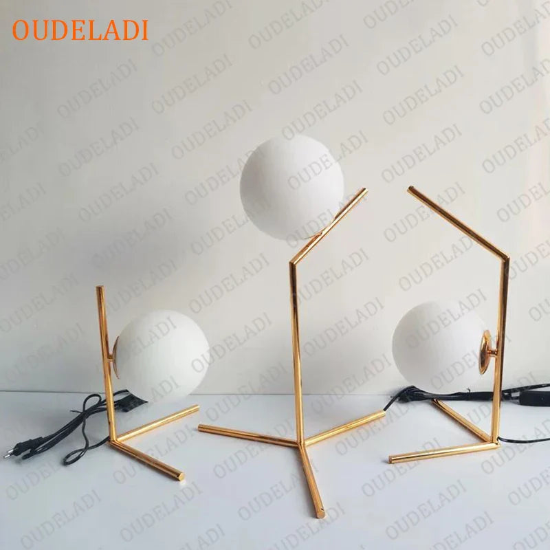 Afralia™ Modern Gold Glass Ball Table Lamp: Nordic Simple Bedroom Bedside Reading Light
