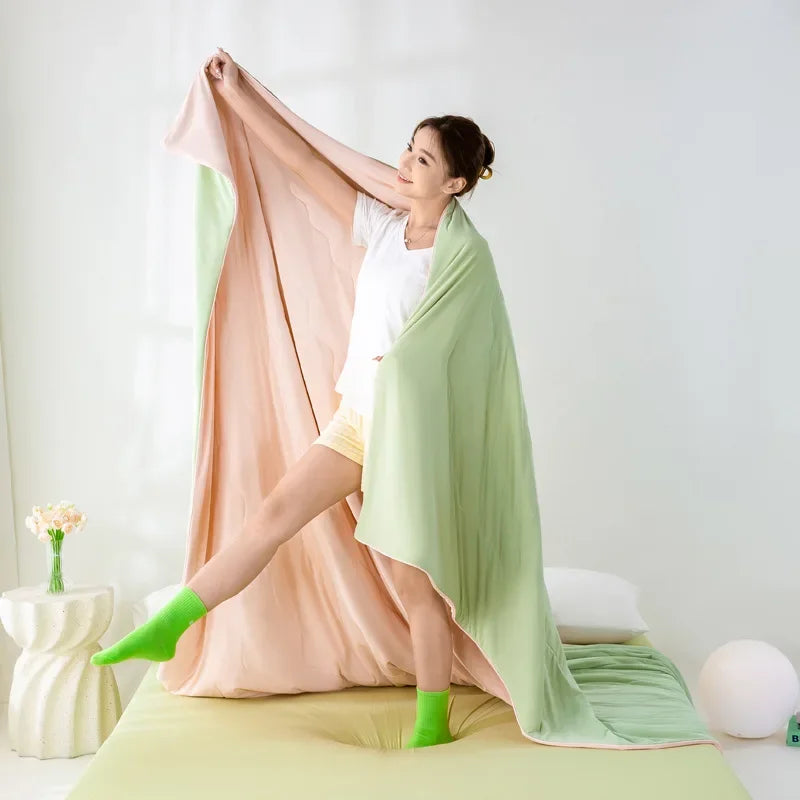 Afralia™ Summer Cooling Quilt | Lightweight Cotton Comforter | Breathable & Skin-Friendly Blanket