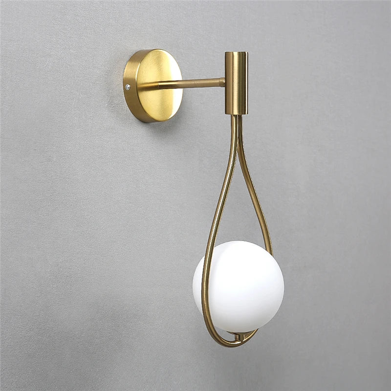 Afralia™ Modern Metal Glass Ball Wall Lamp for Living Room Bedroom Staircase Wall Lights