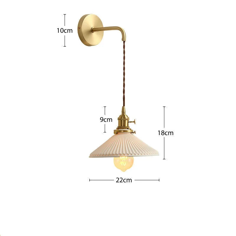 Afralia™ Nordic LED Wall Light Copper Ceramic Bedroom Living Room Lamp