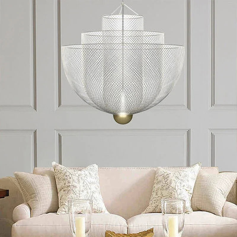 Afralia™ Metal Grid Pendant Lights: Modern Nordic Design LED Chandeliers for Dining Restaurant