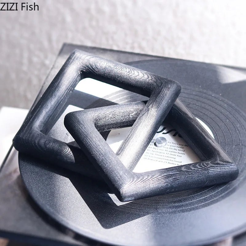 Afralia™ Modern Square Frame Chain Statue Desk Decoration Creative Shackles Sculpture