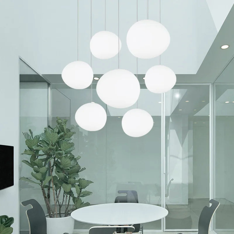 Afralia™ Round Glass Pendant Lights for Living Room Bedroom Kitchen - Modern LED Hanglamp