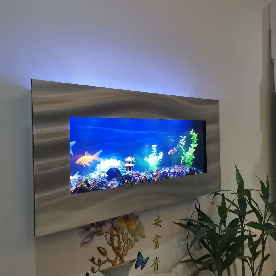 Afralia™ Ultra Clear Tempered Fish Tank: Wall Hanging Aquarium with No-Water Change