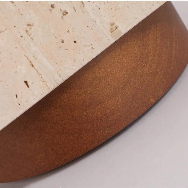 Afralia™ Yellow Travertine LED Ceiling Lamp Wood Canopy Nordic Modern Light Fixture