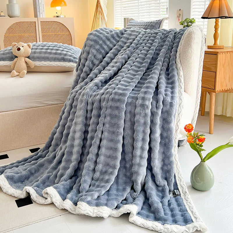 Afralia™ Plush Velvet Bed Blanket for Cozy Autumn Warmth, Soft Coral Fleece Sofa Throw