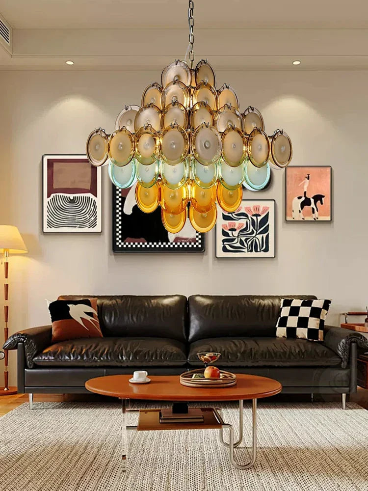 Nordic Retro Glass Oval Pendant Light for Living Room, LED E14 Dimmable - Afralia™