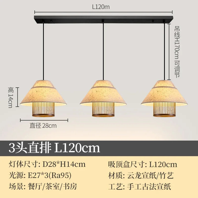 Afralia™ Three-Head Walnut Color Dining Table Lamp Fixture with LED Chandeliers