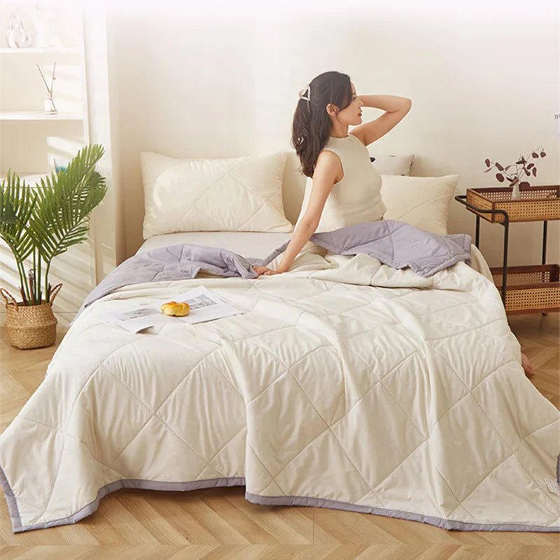Afralia™ Quilted Summer Blanket: Soft & Breathable Double Comforter