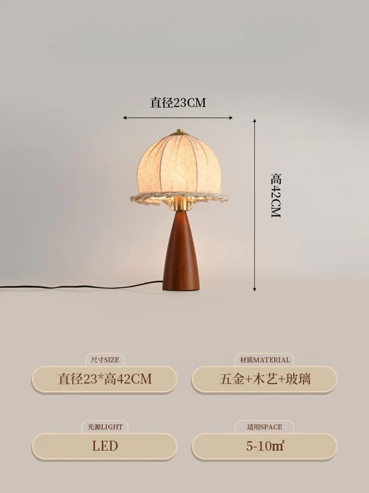 Afralia™ Gold Lustre Wood Table Lamp LED - Luxe Retro Medieval Design