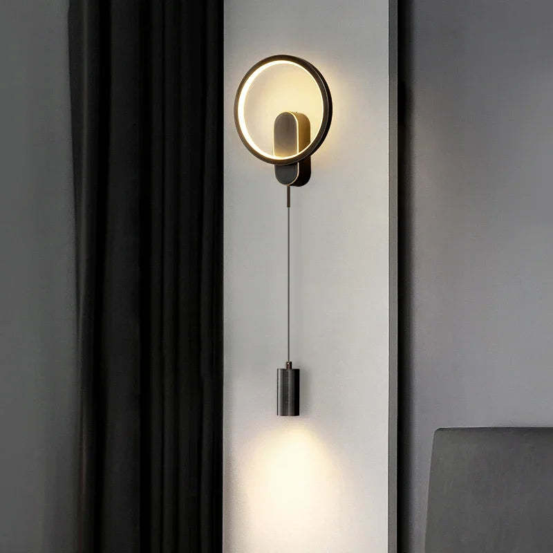 Afralia™ LED Moon Wall Light American Style Bedroom Decor Copper Wall Lamp