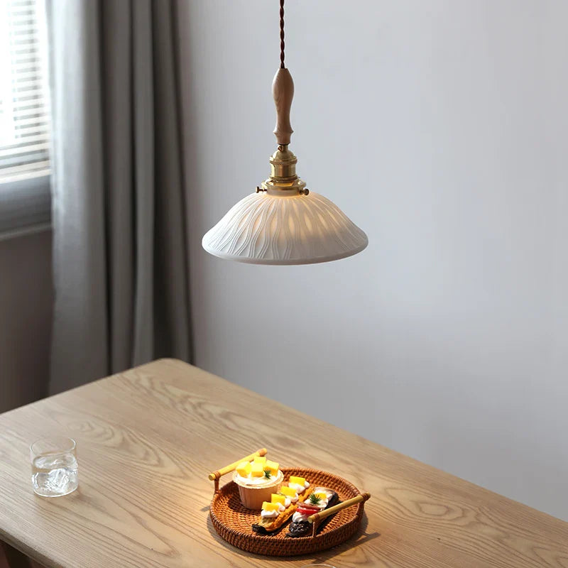 Afralia™ Nordic Ash Wood LED Pendant Lamp Copper Indoor Lighting