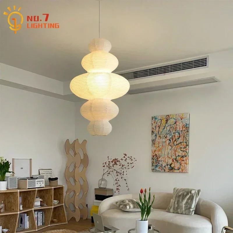 Afralia™ Wabi-sabi Rice Paper Pendant Lights - Ceiling Hanging Lamp for Living Room