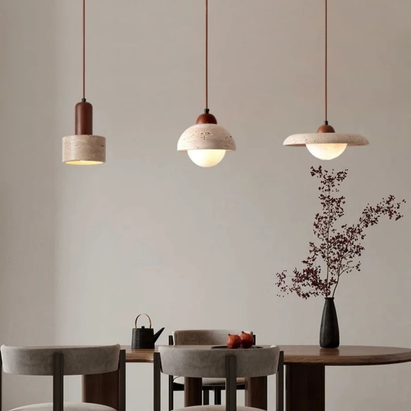Afralia™ Yellow Travertine LED Pendant Lighting for Living Room Decor