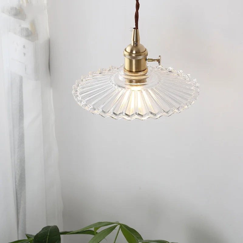 Afralia™ Glass Copper LED Pendant Lamp with Wire Adjustment & Knob Switch
