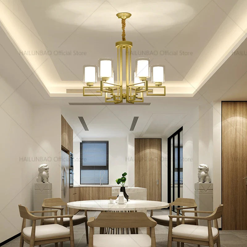 Afralia™ Retro Chinese Chandelier for Living Room Dining Bedroom Modern Villa Duplex