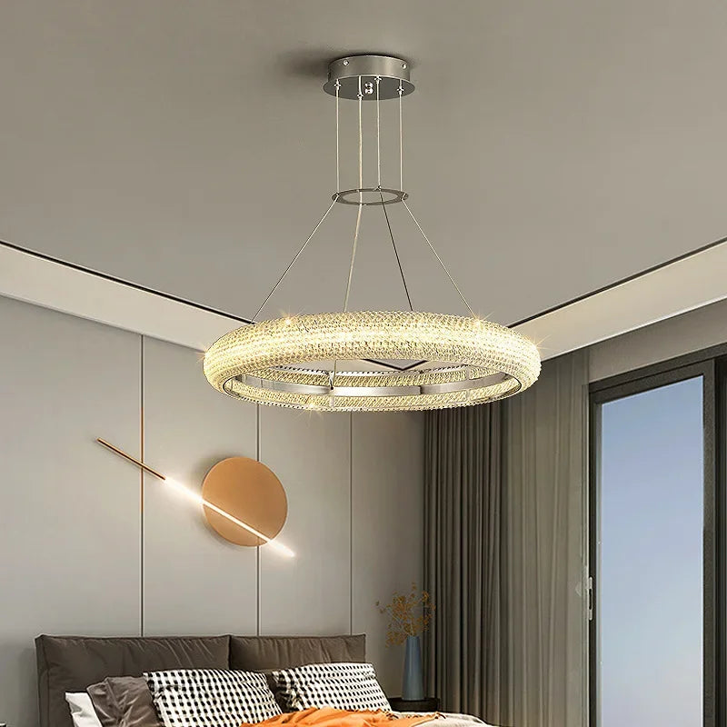 Afralia™ Crystal Chandelier Chrome Light LED Ceiling Lights for Modern Luxury Décor