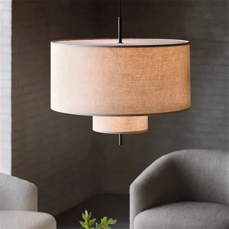 Afralia™ Margin Pendant Lamp Linen Lampshade for Living Room Bedroom Restaurant Hotel Loft